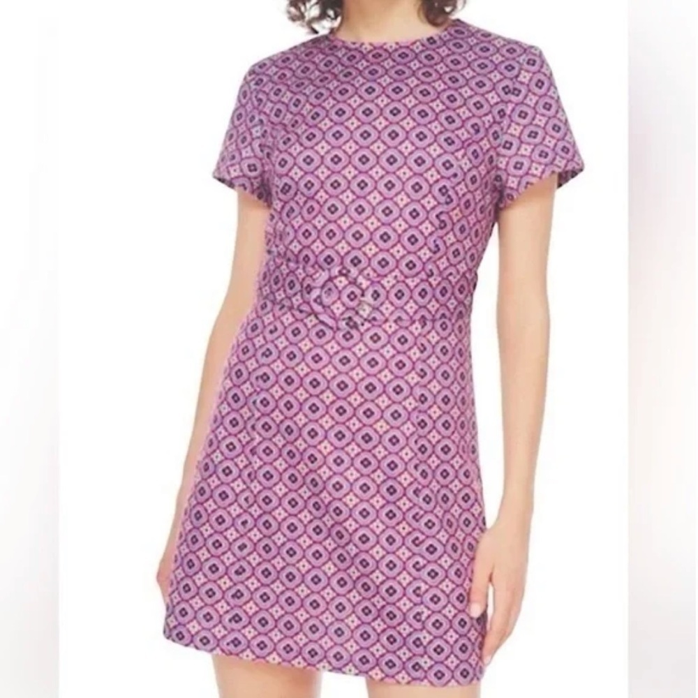 Zara Retro Geometric Open Back Mini Dress Size XS